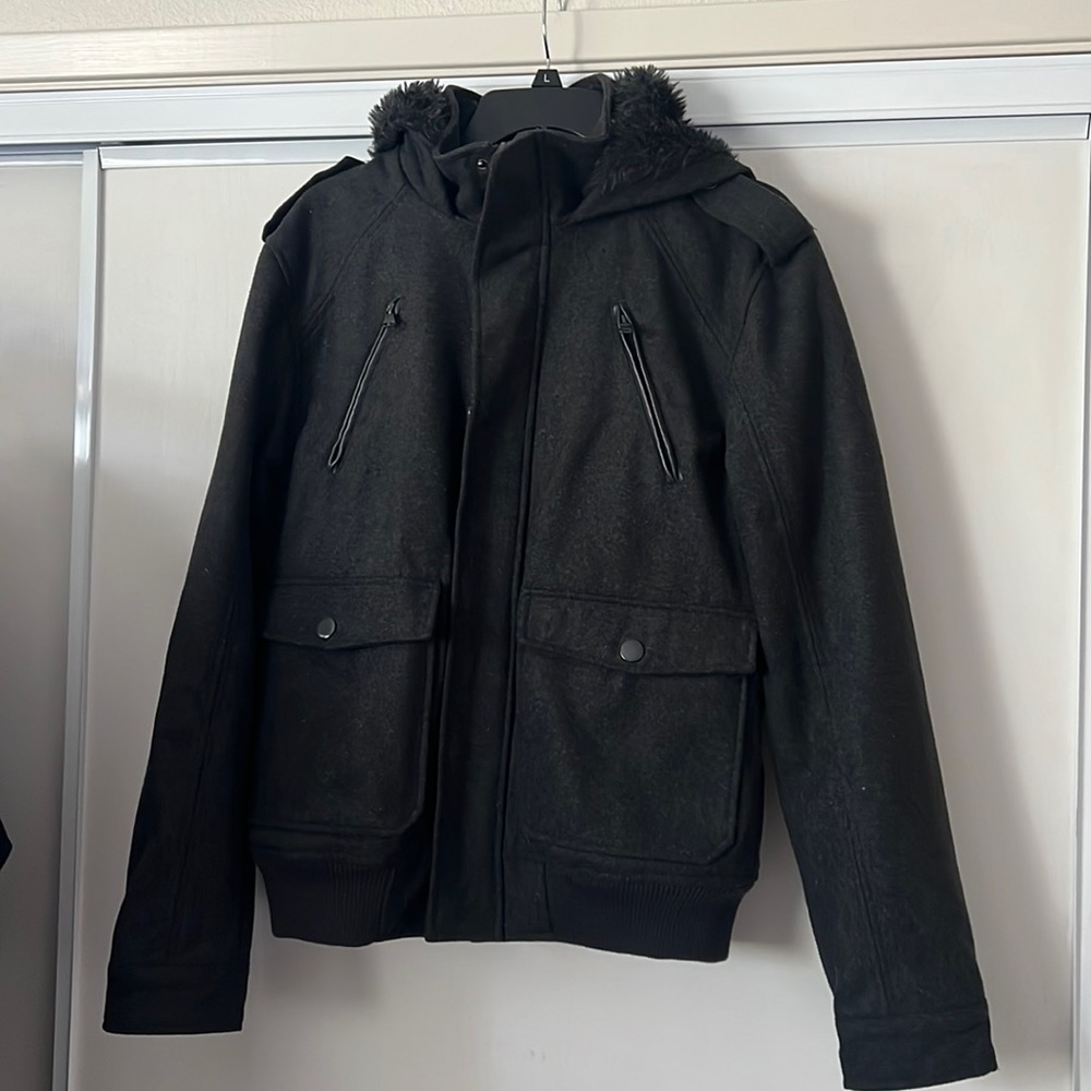 North zone black coat with hoodie